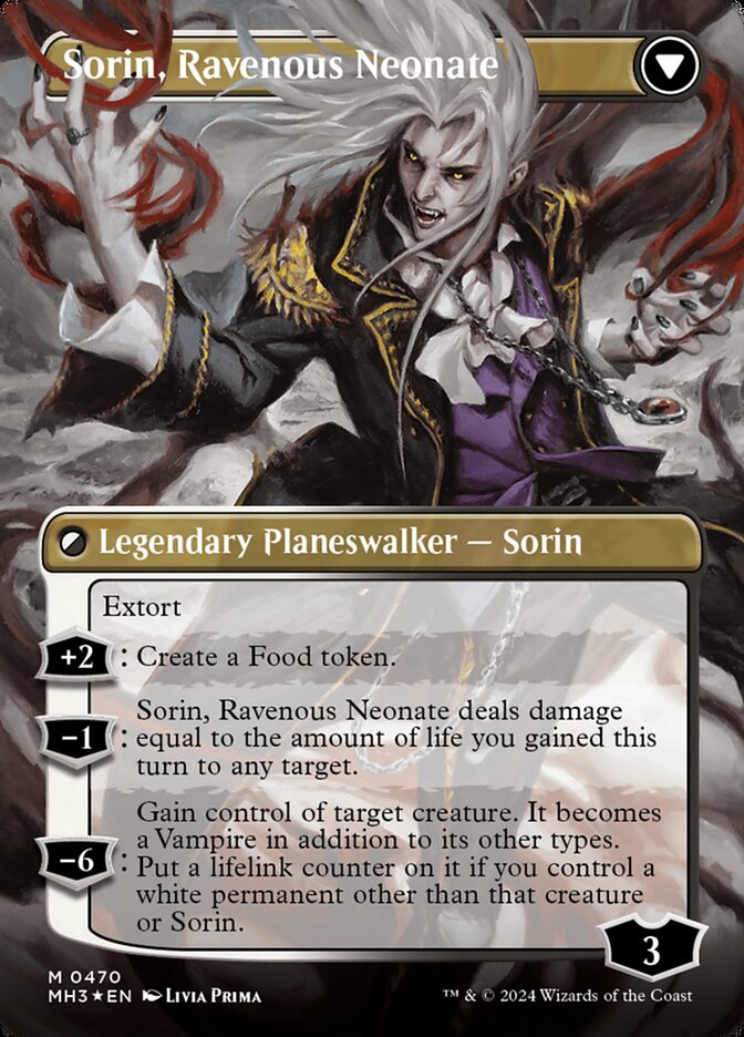 textured mtg cards Sorin of House Markov // Sorin, Ravenous Neonate (Borderless) (Texture