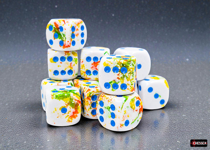 Set of 12 16mm D6 Dice - Brush Breezy/blue