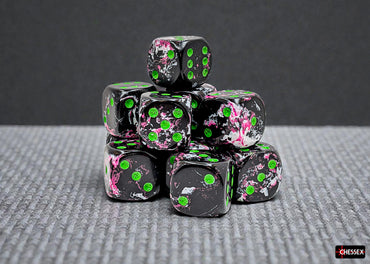 Set of 12 16mm D6 Dice - Brush Paintball/green