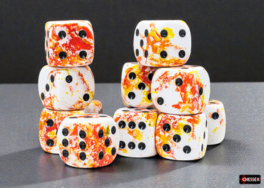 Set of 12 16mm D6 Dice - Brush Sunrise/black