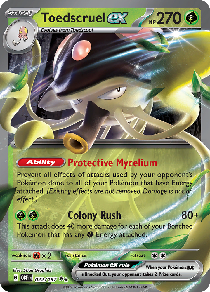 pokemon cards that are real Toedscruel ex (022/197) [Scarlet & Violet: Obsidian Flames]
