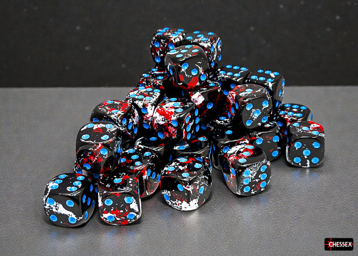 Set of 36 12mm D6 Dice - Brush Dark Side/blue