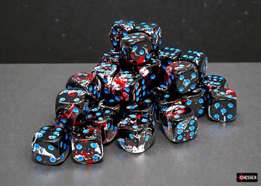 Set of 36 12mm D6 Dice - Brush Dark Side/blue
