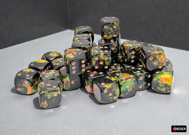 Set of 36 12mm D6 Dice - Brush Deep Forest/gold