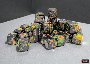 Set of 36 12mm D6 Dice - Brush Deep Forest/gold