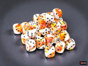 Set of 36 12mm D6 Dice - Brush Sunrise/black