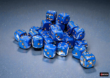 Set of 36 12mm D6 Dice - Brush Wavebreak/gold