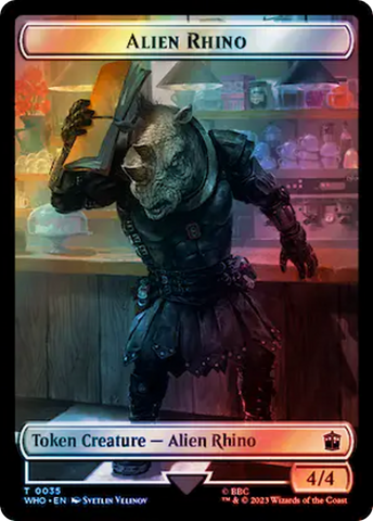 cyberman cards mtg Human Rogue // Cyberman Double-Sided Token (Surge Foil) [Doctor Who To main image 1