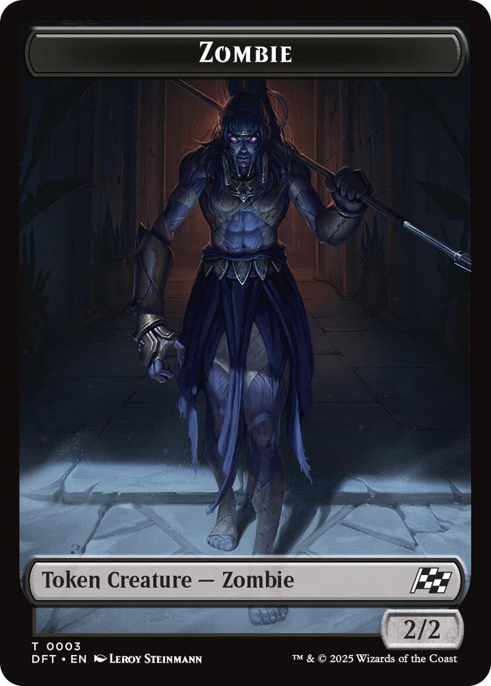 Zombie Warrior // Zombie (0003) Double-Sided Token [Aetherdrift Commander Tokens]