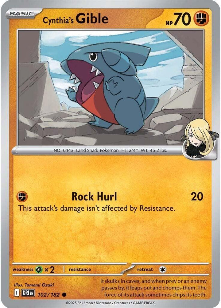 Cynthia's Gible (102/182) [Scarlet & Violet: Destined Rivals]