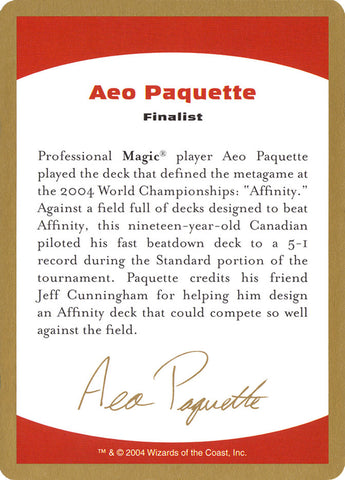 Decklist - Aeo Paquette - 2004 - Magic Singles » World