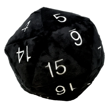 Jumbo D&D D20 Plush - Black with White