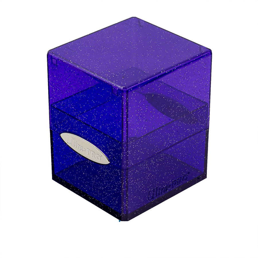 Satin Cube Deck Box with Silver Glitter Purple