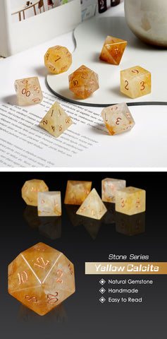 Yellow Calcite (Natural) RPG Dice Set