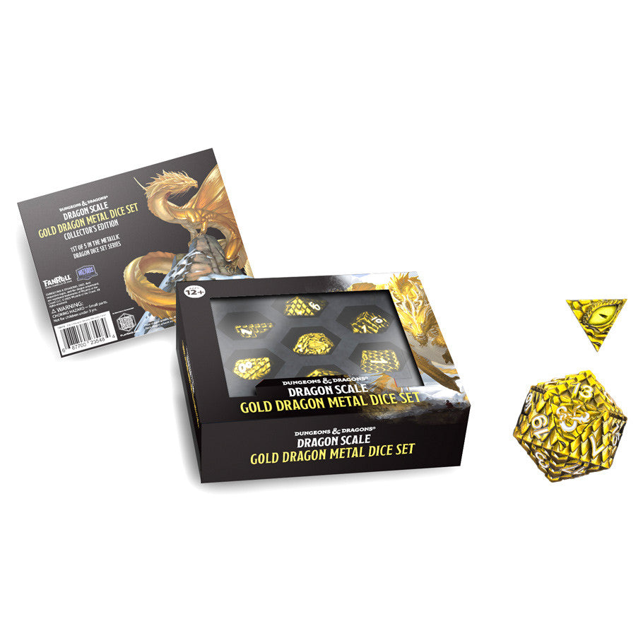 D&D Dragon Scale Gold Dragon Metal Dice Set