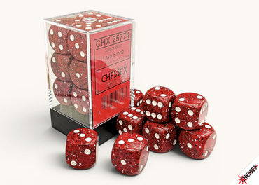 Set of 12 16mm D6 Dice - Lava Stone