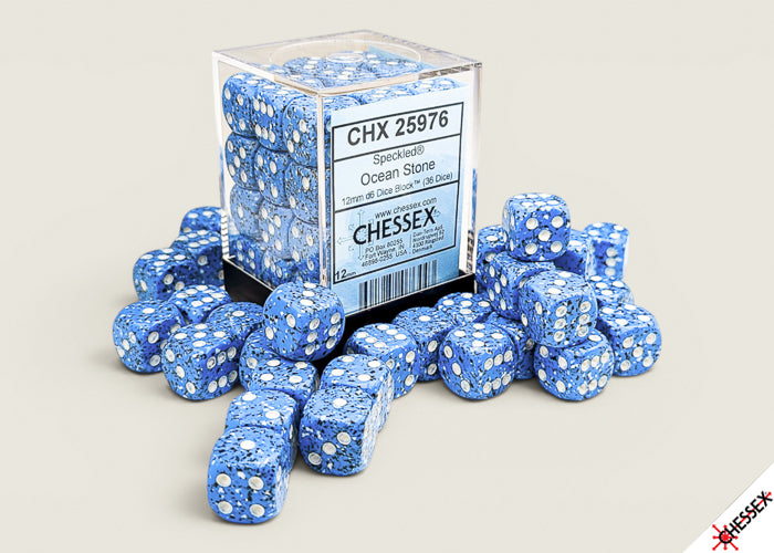 Set of 36 12mm D6 Dice - Ocean Stone