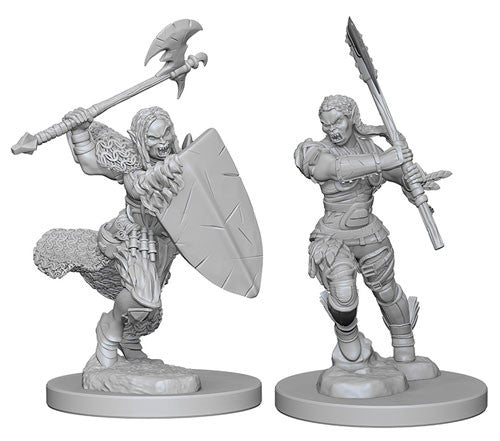 Unpainted D&D Miniature: Half-Orc Barbarian (Female)