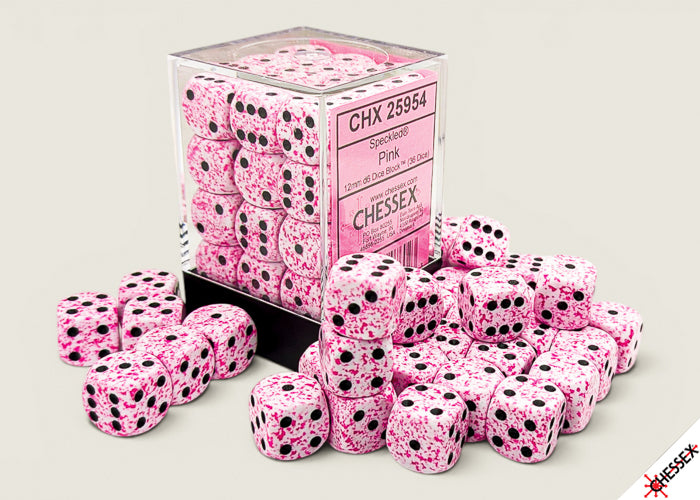 Set of 36 12mm D6 Dice - Speckled Pink