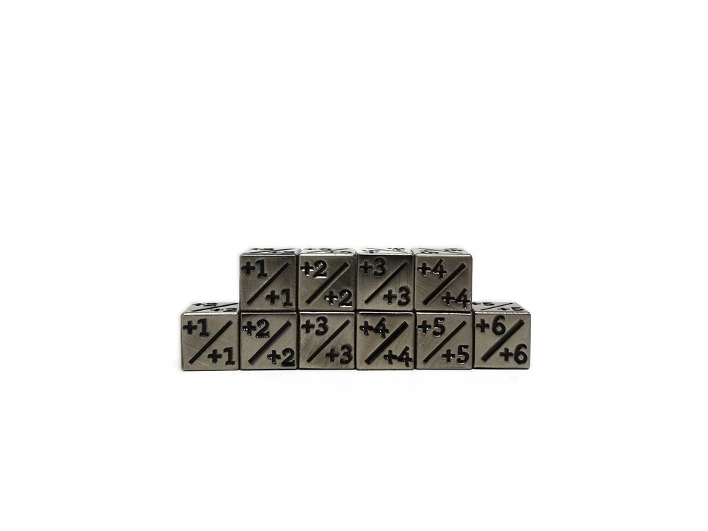 10 Piece Metal Counter Dice - Legendary Silver