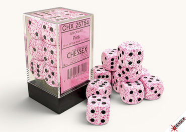 Set of 12 16mm D6 Dice - Speckled Pink