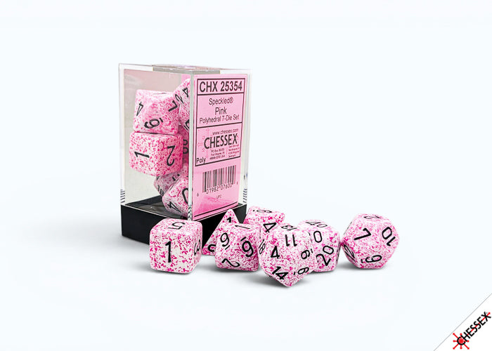 Set of 7 Polyhedral Dice -Speckled Pink
