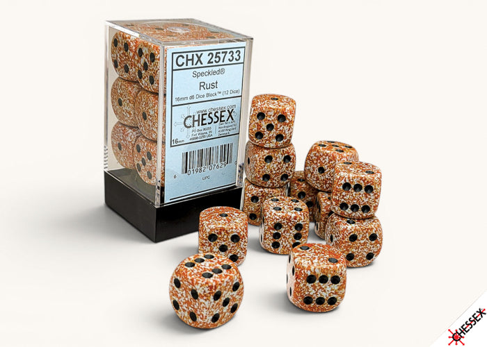 Set of 12 16mm D6 Dice -Speckled Rust
