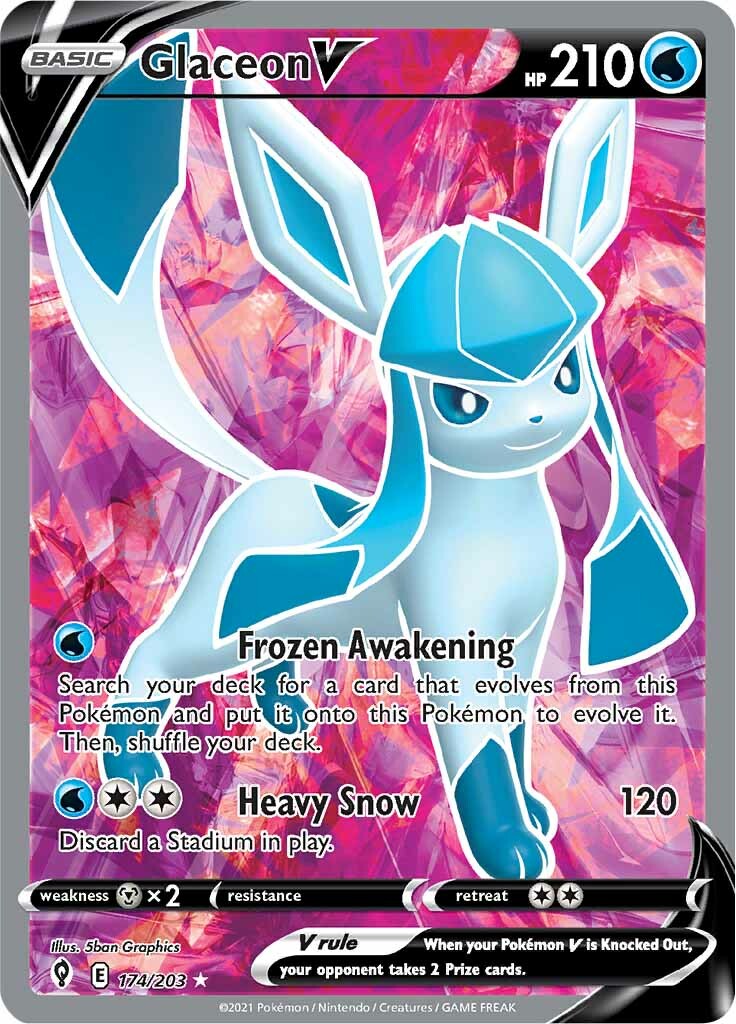 glaceon v pokemon card price Glaceon V (174/203) [Sword & Shield: Evolving Skies]