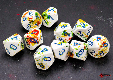 Set of Ten d10 Dice - Brush Breezy/blue