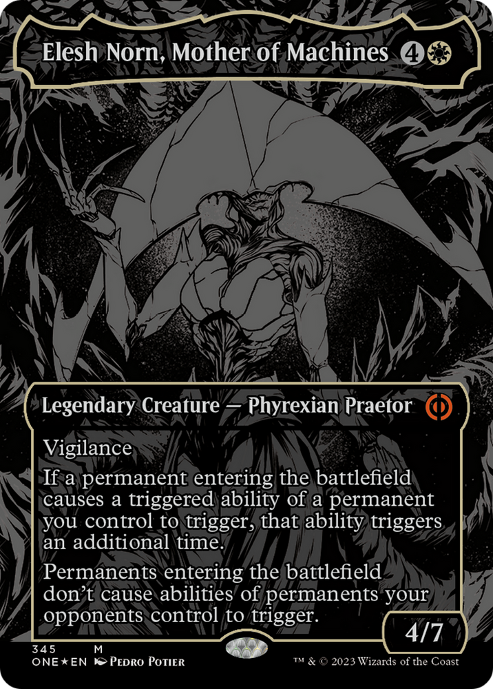 Elesh Norn, Mother of Machines (Oil Slick Raised Foil) [Phyrexia: All