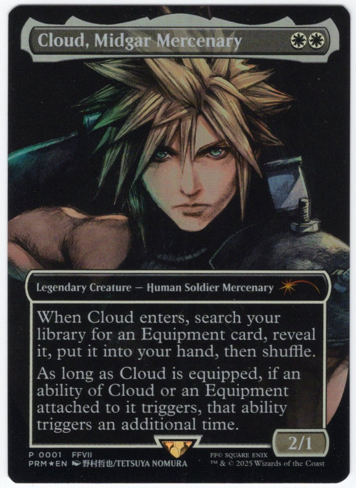 Cloud, Midgar Mercenary (Borderless) Prize Card Foil /32 Cloud, Midgar Mercenary (Borderless) Prize Card Foil /32