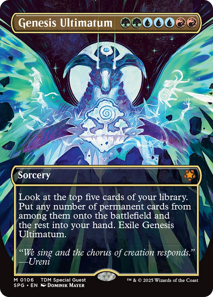 genesis mtg card Ultimatum (Borderless) [Tarkir: Dragonstorm Special Guests] Set Name:Final Fantasy - White lang:en If you dont Rules Text: Exile, Subtype: