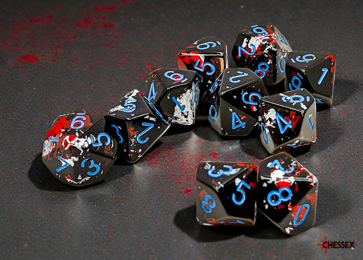 Set of Ten d10 Dice - Dark Side/blue