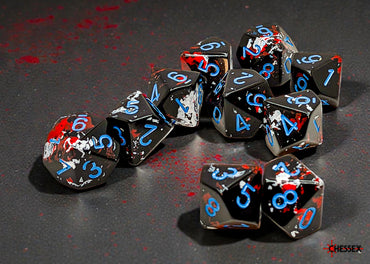 Set of Ten d10 Dice - Dark Side/blue
