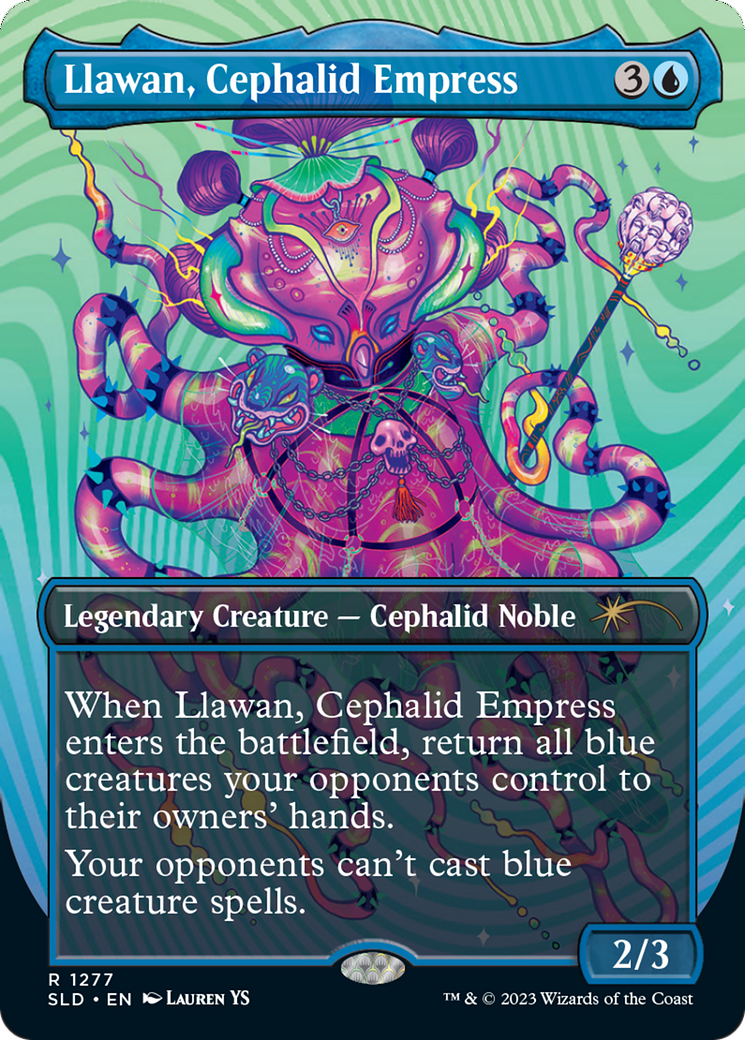 mtg cephalid cards Llawan, Cephalid Empress (Borderless) [Secret Lair Drop Series]
