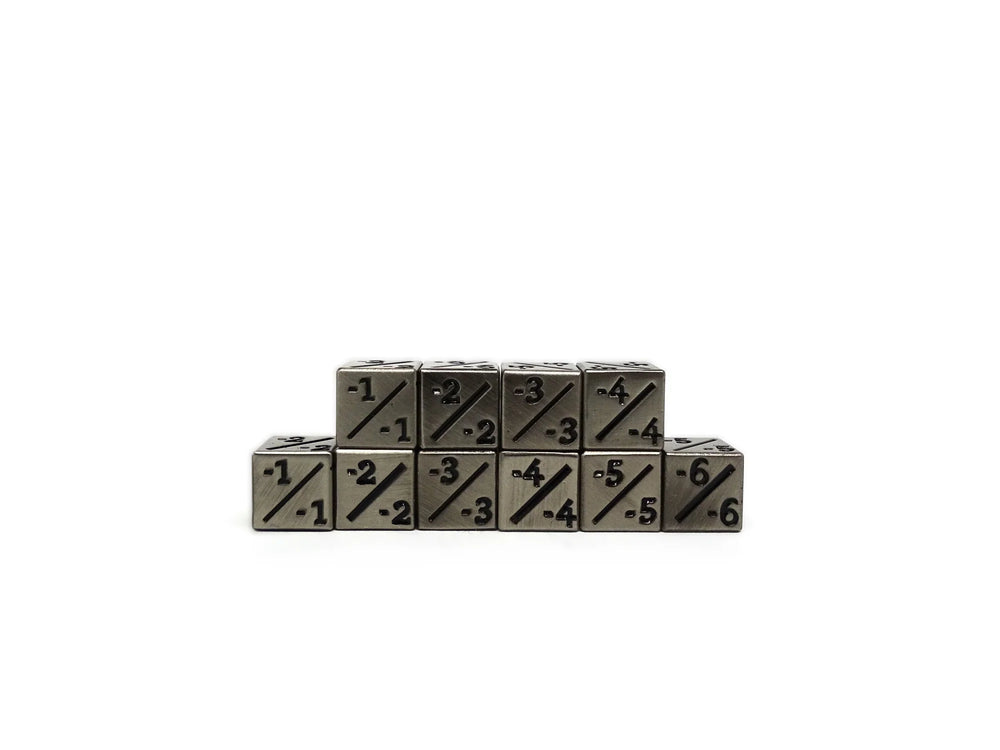 10 Piece Metal Counter Dice - Legendary Silver