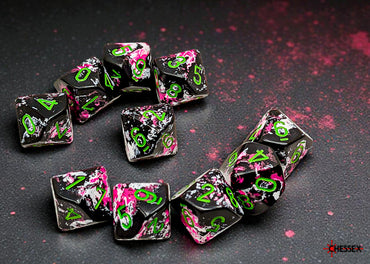 Set of Ten d10 Dice - Brush Paintball/Green