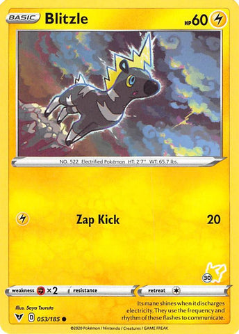 Blitzle (053/185) (Pikachu Stamp #30) [Battle Academy 2022]