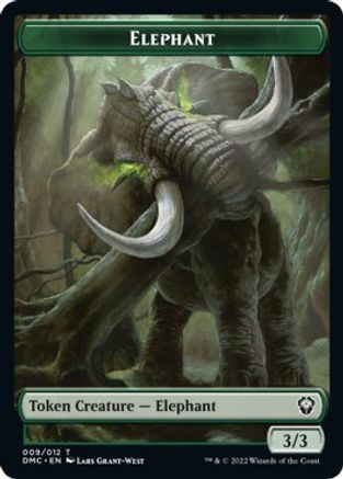 Elephant // Treasure Double-Sided Token [Dominaria United Commander Tokens]