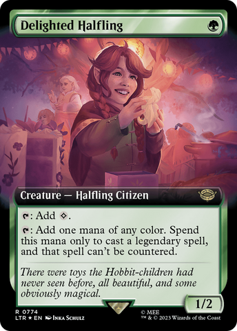 Delighted Halfling (Extended Art) (Surge Foil) [The Lord of the Rings: Tales of Middle-Earth]