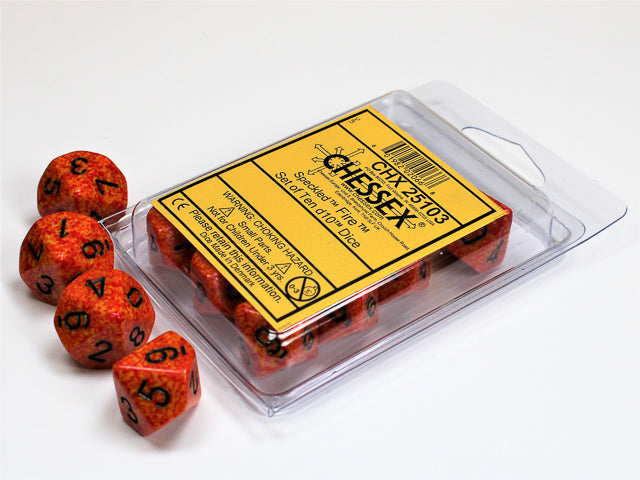 Set of Ten d10 Dice Speckled Fire