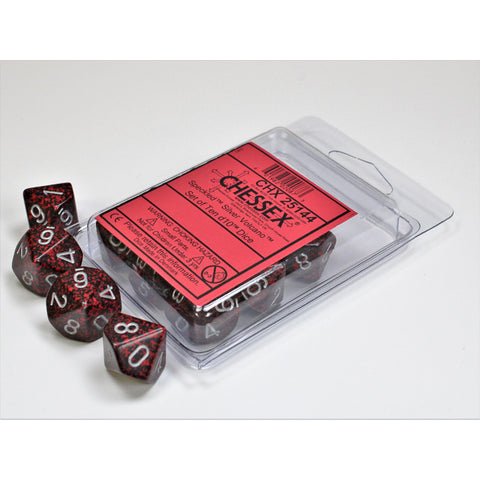 Set of Ten d10 Dice Speckled Silver Volcano