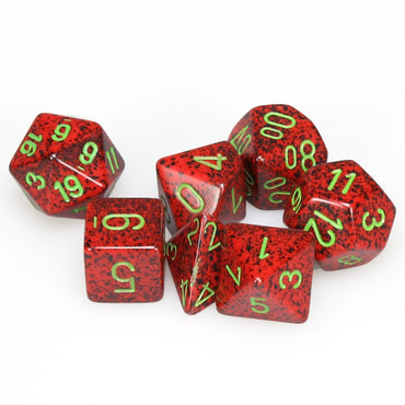 7CT SPECKLED POLY STRAWBERRY DICE SET