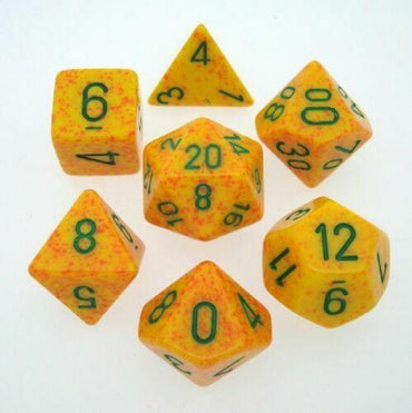 7CT SPECKLED POLY LOTUS DICE SET