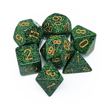 7CT SPECKLED POLY GOLDEN RECON DICE SET