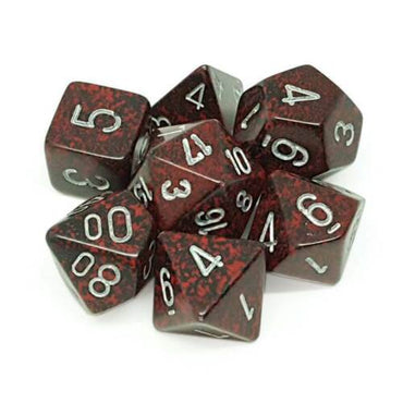 7CT SPECKLED POLY SILVER VOLCANO DICE SET