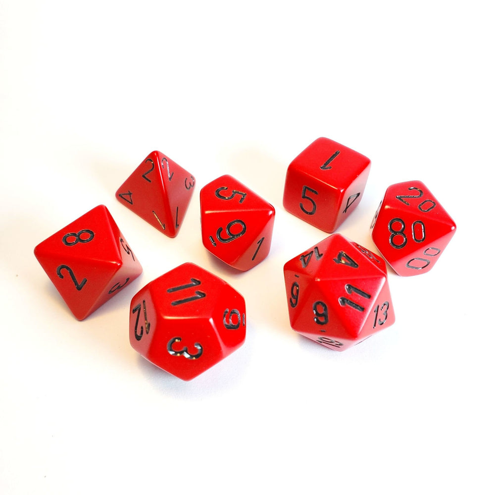 7CT OPAQUE POLY RED/BLACK DICE SET