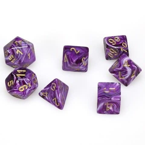 7CT VORTEX POLY DICE SET, PURPLE/GOLD