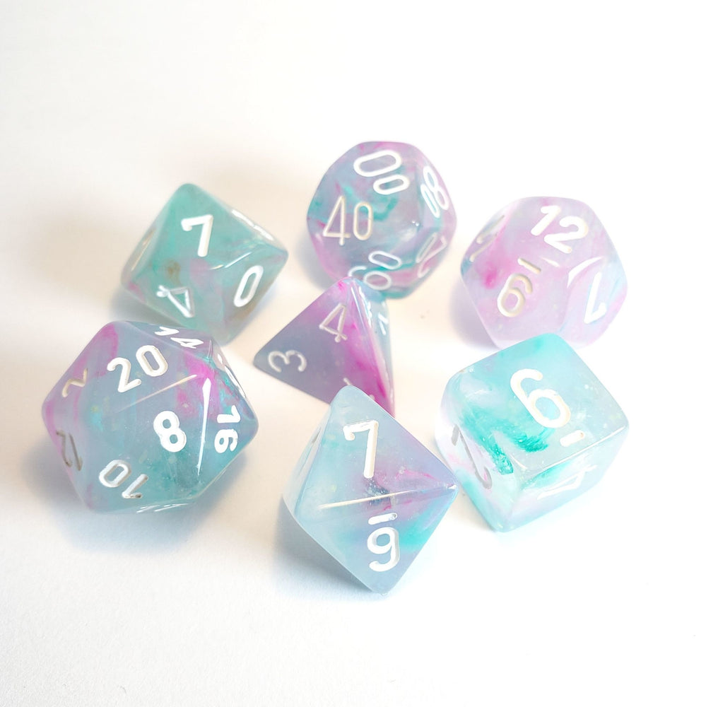 7CT POLYHEDRAL SET: NEBULA LUMINARY: WISTERIA W/WHITE