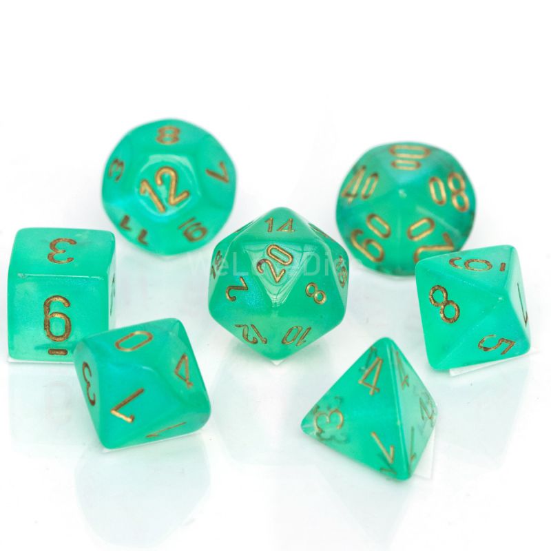 7CT POLYHEDRAL SET: BOREALIS LUMINARY LIGHT GREEN W/GOLD